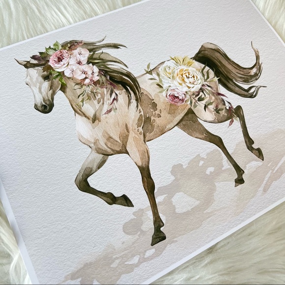 Floral Horse Watercolor Illustration Wall Art Print Poster Unframed - Picture 15 of 17